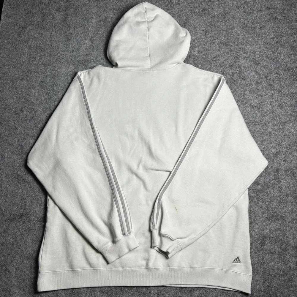 Adidas Vintage 90s Skater Baggy Hoodie White Grey Stripe Size XXL